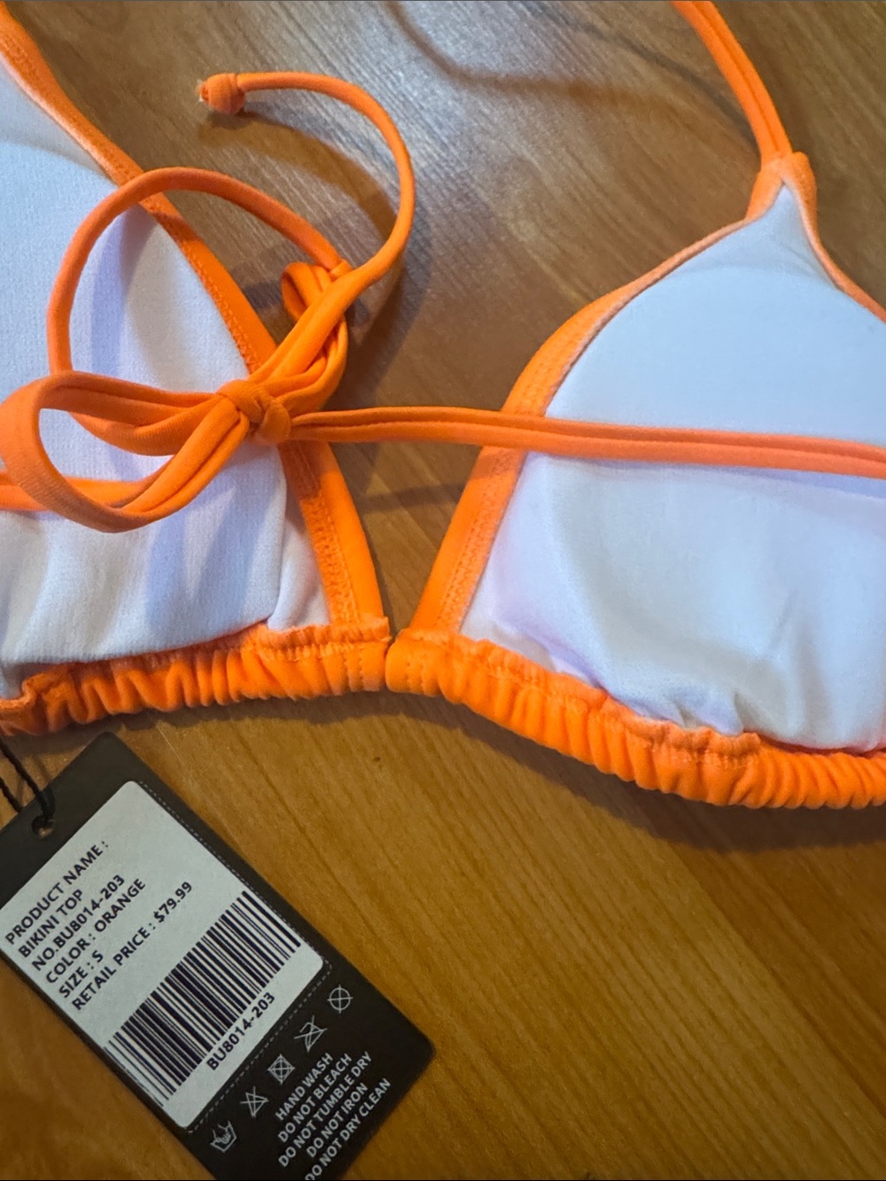 Ocean blues women’s triangle cut bikini top tie NEW size small summer beach neon - Picture 4 of 4